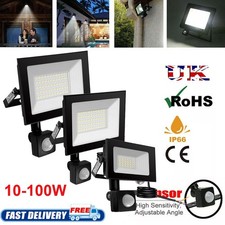 LED Floodlight With PIR Motion Sensor Outdoor Garden Security Lights Waterproof