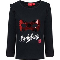 Ladybug Langarmshirt MäDchen Schwarz | Miraculous Shirt Mit Pailletten Maske 104
