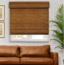 Chicology Natural Woven Light Filtering Cordless Bamboo Roman Shades