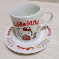 Hello Kitty Cup and Saucer Tea Set 1996 Sanrio Ceramic Mug Saucer Floral Design
