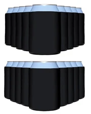 25 Pack Black Blank Can Cooler Sleeves Customizable Bulk Sublimation Insulated 