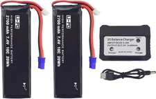 2x7.4v 2700mah 10c Lipo Battery Replacement With 2in1 Battery Charger For Hubsan