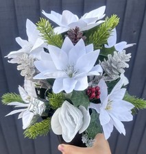 Christmas Grave Memorial Pot With Artificial Flowers