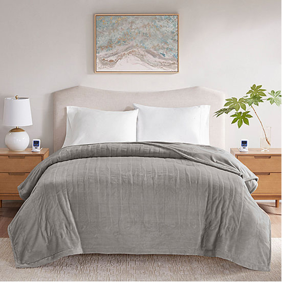 Beautyrest Heated Electric Blanket, King, Fast Heat, Auto Shut-Off, Gray