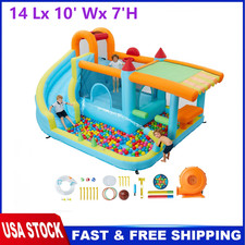 Kids Inflatable Bounce House Water Park Water Slide Climbing Jumping Splash Pool