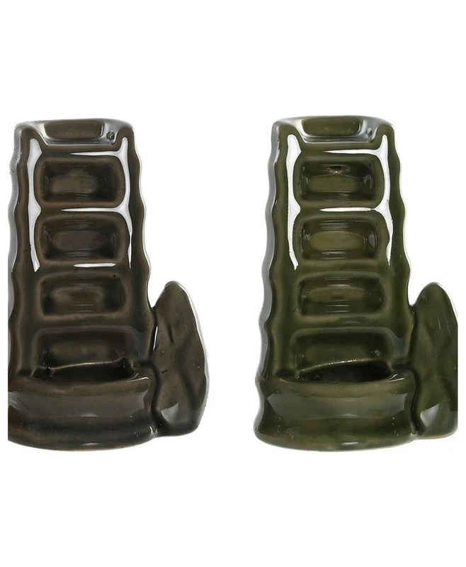 Porta Incensi Backflow in Ceramica a Cascata per Coni Verde Grigio Nero Senape, fotografia 7 di 9
