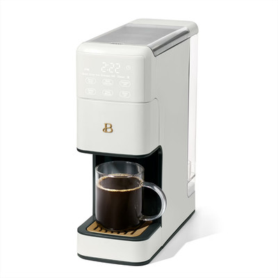 Beautiful by Drew Barrymore Perfect Grind Single Serve Coffee Maker White OPEN B
