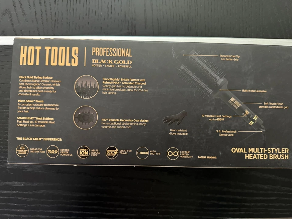 Hot Tools Black Gold Professional Oval Heated Brush -Dry Hair #HT1095BG - Image 3 of 3