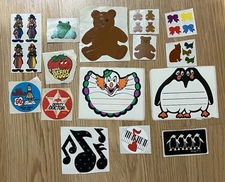 80's Sticker Lot Mrs Grossman Sandylion Puffy Fabric Music Notes Teddy Bears