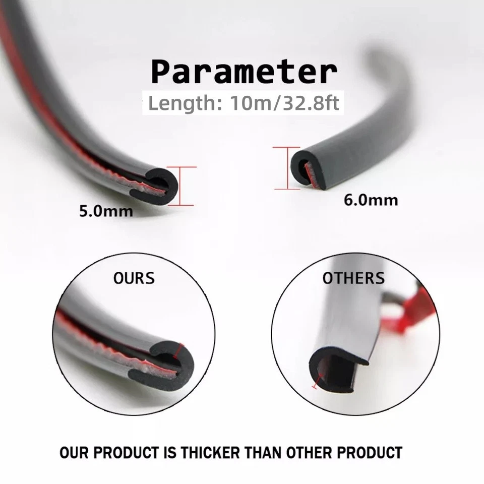 Protector de moldura de borde de puerta de coche 32,8 pies/10 m moldura tira de sello de goma protector contra arañazos Foto 4 de 4