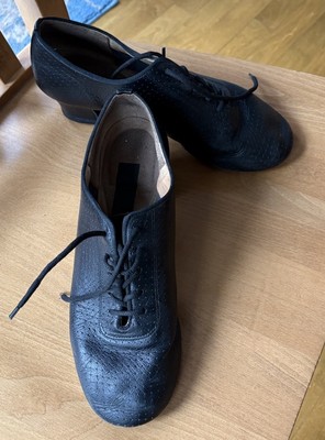 Aida Practice Black Perforated Leather Model 121 Dance Shoes  2 Heel Size 26