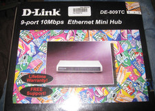 NOS vintage D-Link DE-809TC 9 Port 10Mbps Ethernet Mini HUB network switch route