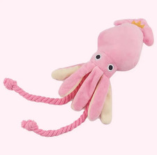 1pc Octopus Plush Rope Dog Toy Squeaky Bite Resistant Interactive Toy - NEW