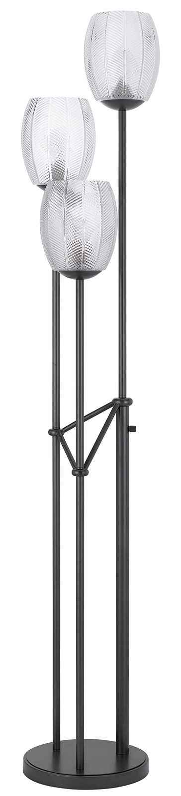 Lighting BO-3131FL 60W X 3 Oconto Metal Floor Lamp with Patterned Glass Shades.