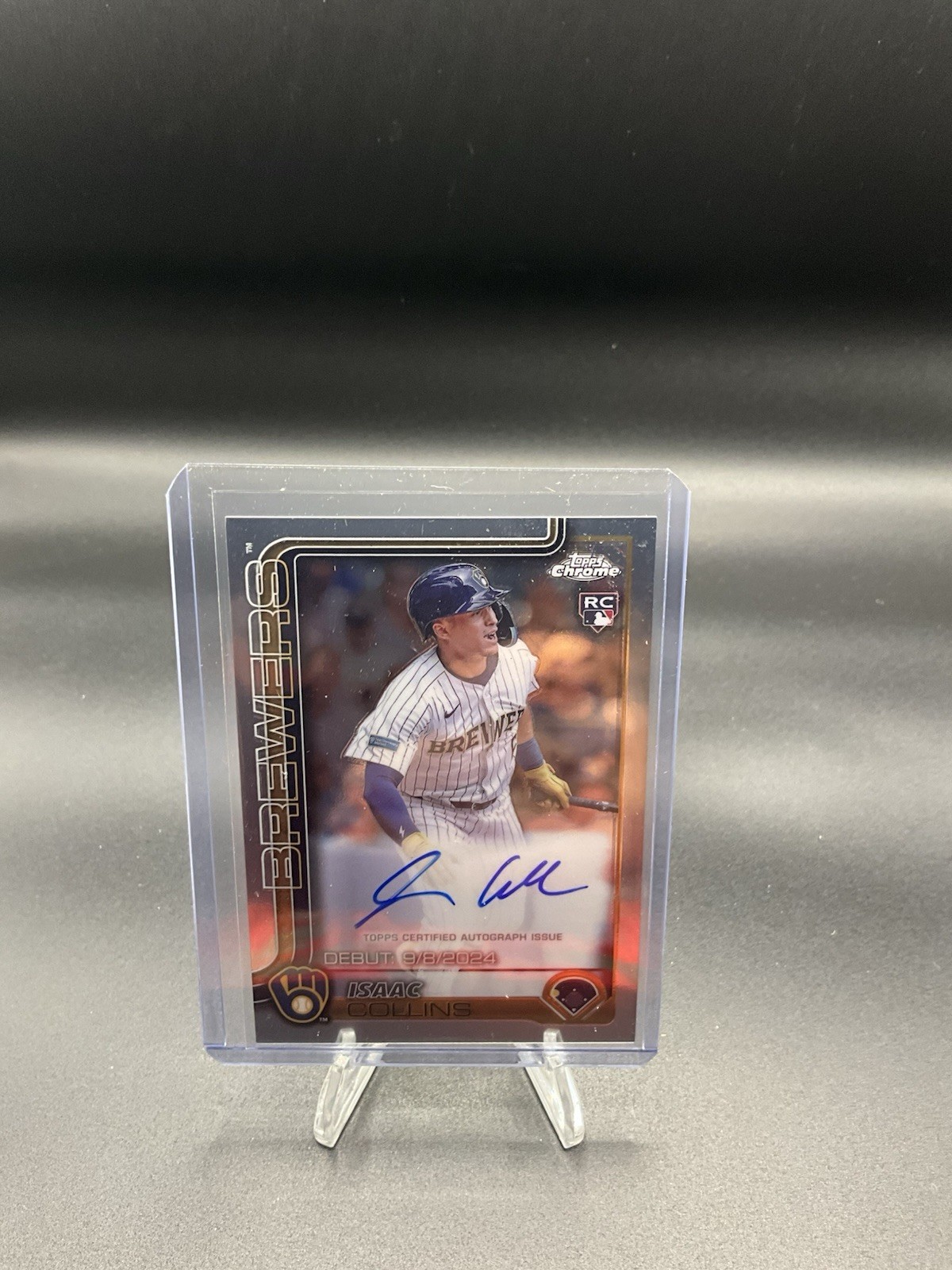 2025 Topps Chrome Rookie Debut Auto Isaac Collins RC Brewers Royals Autograph