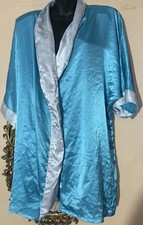Vintage Delicates Shiny Satin Robe Oversized Shirt Shoulder Pads No Sash As Is