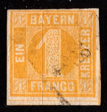 Germany Bavaria Scott 9 Used with thin.
