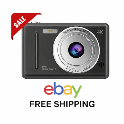 Digital Camera 32GB HD 1080P 50MP 2.4'' LCD Screen 8X Zoom Anti-Shake Black