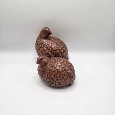 Vintage Quail Figurines Set Rustic Cabin Farmhouse Decor Farmhouse Birds Pair