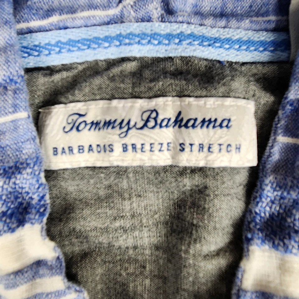 Tommy Bahama Sudadera con Capucha Para Hombres 3XL Azul Rayas Lino Barbados Breeze Elastizada Foto 2 de 4