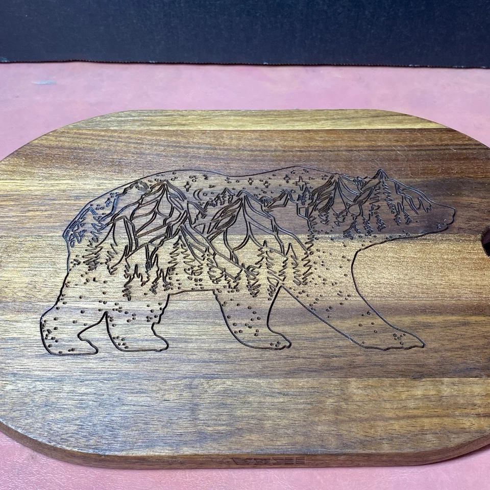 Tabla de cortar decorativa de madera de 11" de oso pardo grabado IKEA granja rústica Foto 3 de 4