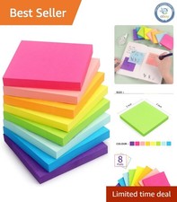 8 Packs of 3x3 Bright Sticky Notes - Perfect for School, Office, and Creativity