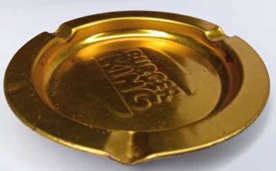 Vintage Burger King Ashtray Gold Metal Fast Food Whopper