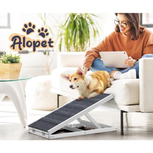Alopet Dog Pet Ramp Adjustable Height Stairs Bed Sofa Car Foldable 70cm White - Picture 5 of 10