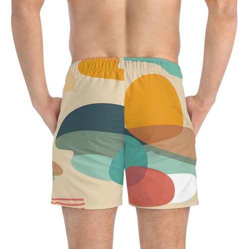 Seaside Retro Swim Trunks Men’s Beach Shorts Summer Surf Wear Colorful Quick Dry - Picture 6 of 7