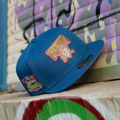 NEW ERA 59FIFTY MLB PITTSBURGH PIRATES HAT CAP AZURE BLUE / BLUSH SKY UV 7 1/4