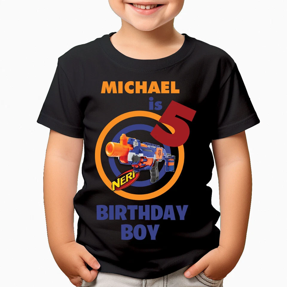 Personalisierte T-Shirts Your Age Nerf Geburtstag Feier Jungen Kinder #TA-54 2T1A1