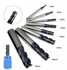 8pcs 4Flutes Tungsten Carbide End Mill Set Milling Cutter Tool 1mm-12mm HRC45-50