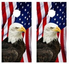 American Flag Bald Eagle Cornhole Board Wrap LAMINATED Decal Vinyl Sticker 1183