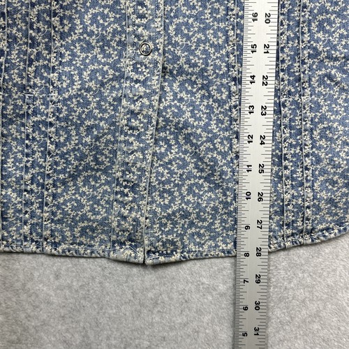 Lauren Ralph Lauren Top 16 Blue Floral Denim Snap Ranch Casual Chic Western - Picture 7 of 16