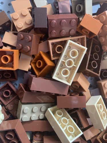 200 PIECES LEGO 2x2 2x3 2x4 Bricks Blocks Assorted Brown/Desert Colors Bulk - Picture 2 of 8