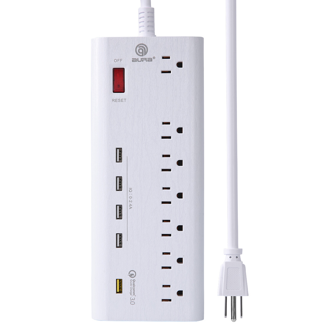 Surge Protector Power Strip 7-Outlet Power Strip 1 Quick Charge 3.0 USB Port-image