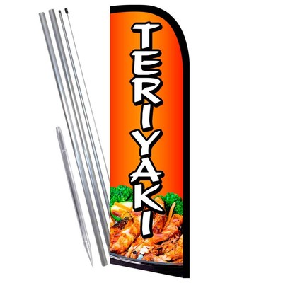 Teriyaki Premium Windless Feather Flag Bundle (Complete Kit) OR Optional Replace