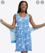 NWT 48 Draper James Small/Med Ruffle Nightie Dress Pajamas Blue Shadow Floral