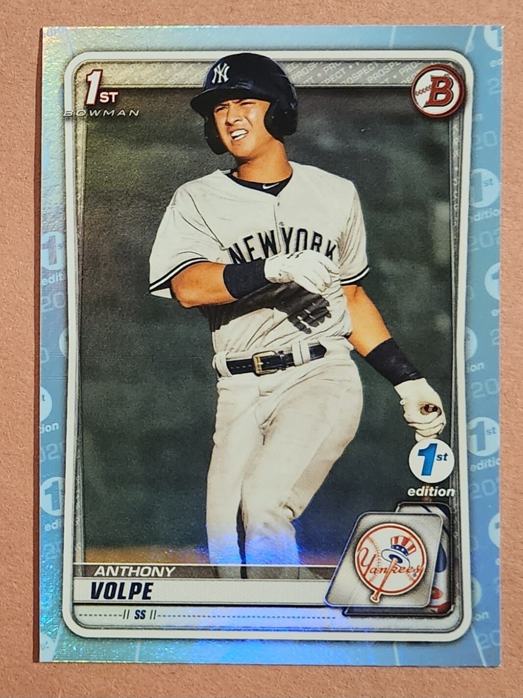 Anthony Volpe 2020 Bowman 1st Edition Sky Blue Foil Prospect Card #BFE-139