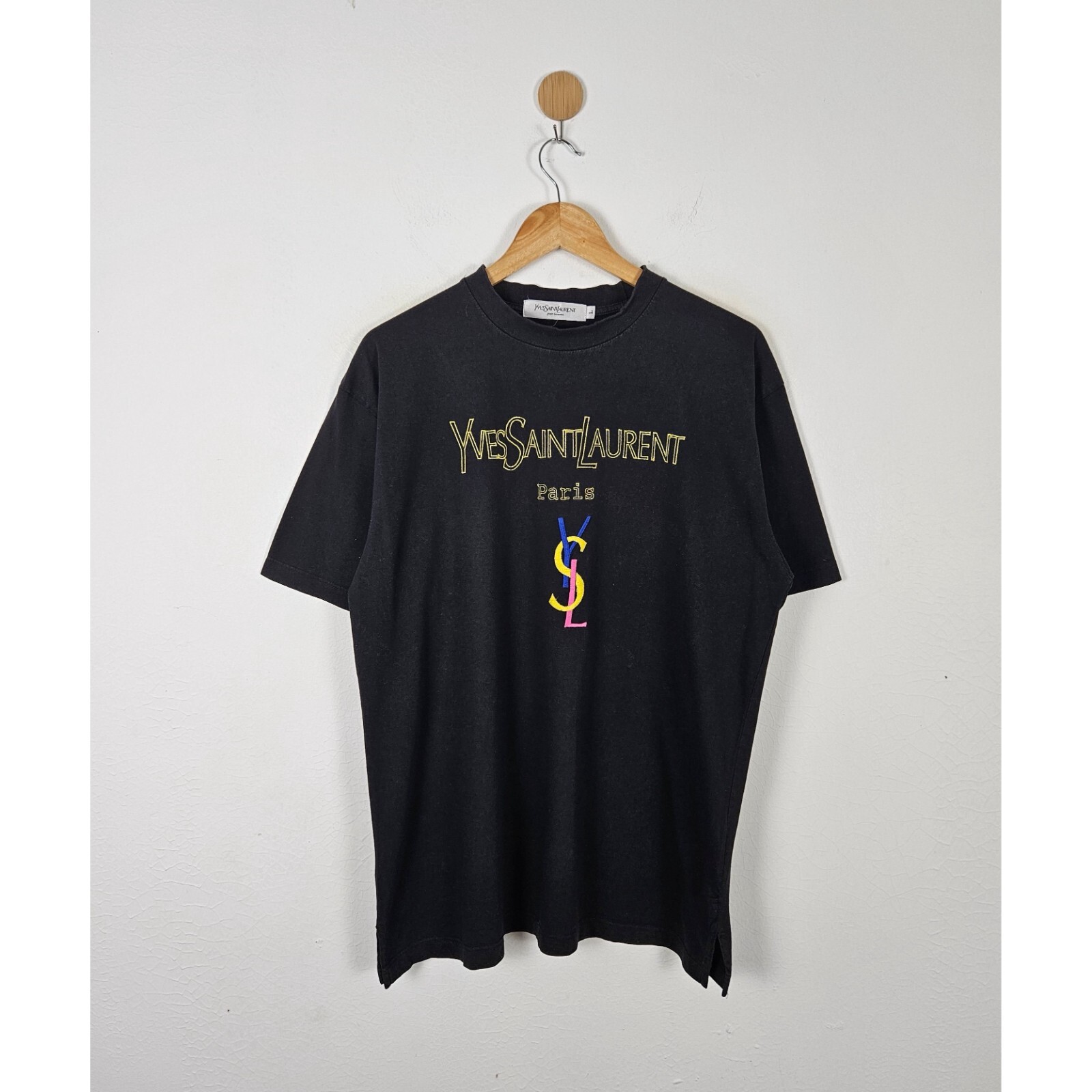 Camicia Yves saint Laurent YSL Pour Homme ricamo colorblock