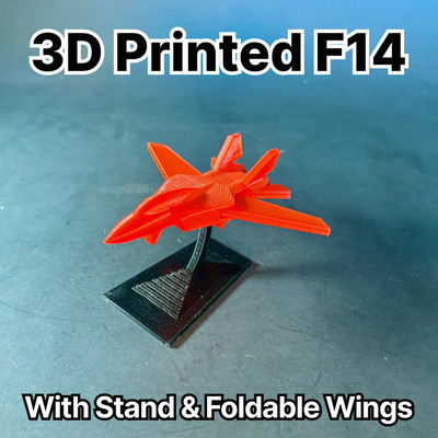 3D Printed F-14 with Removeable Stand and Foldable Wings - Red