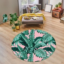 3D Green Leaves Round NAO10293 Game Rug Mat Elegant Photo Carpet Mat Fay