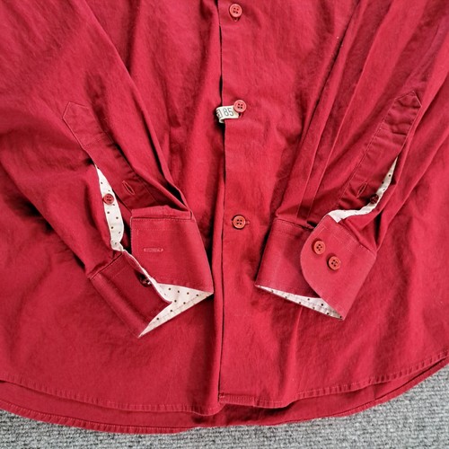 Linea Uomo Shirt Mens Size Medium Burgundy Button Up Long Sleeve - Picture 5 of 8