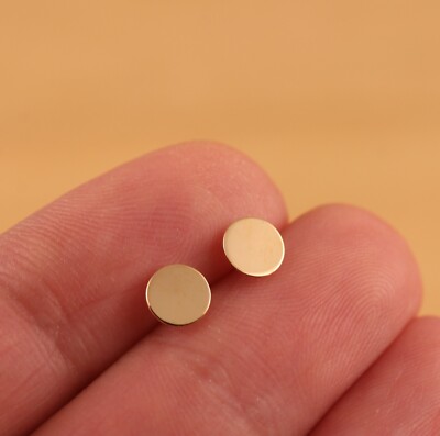 Echt 9 kt Gold Rund Kreis 6 mm Ohrstecker Schlicht Ohrringe ein Paar Geschenk Verpackt