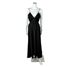 House of Harlow 1960 Cut Out Dress Womens Size Large Little Black Satin Midi