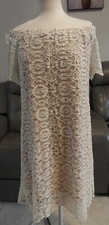 AUW  Lace Off theShoulder Short Dress Women'sM White Floral Size 10