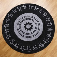 One Grace Place Teyo's Tires Round Black/grey Area Rug on sale One Grace Place Teyo's Tires Round Black/grey Area Rug on sale