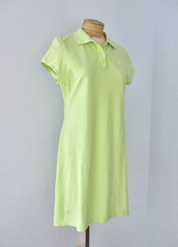 Lilly Pulitzer Citron Green Pique Cotton Knit Polo Shirt Dress Beach Palm Logo L - Picture 3 of 6