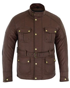 Gallanto Wax Cotton blindé moto Biker Long Hommes imperméable Veste robuste