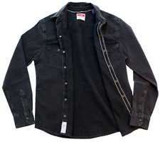 Wrangler Men's Slim Fit Long Sleeve Denim Shirt Size XXL Black Color New